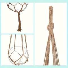2pcs 35.4-Inch Brown Plant Hanger Modern Tassel Indoor Flower Pot Frame