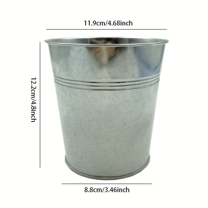 5pcs Galvanized Bucket Metal Flower Pot Round Planter Plant Basket