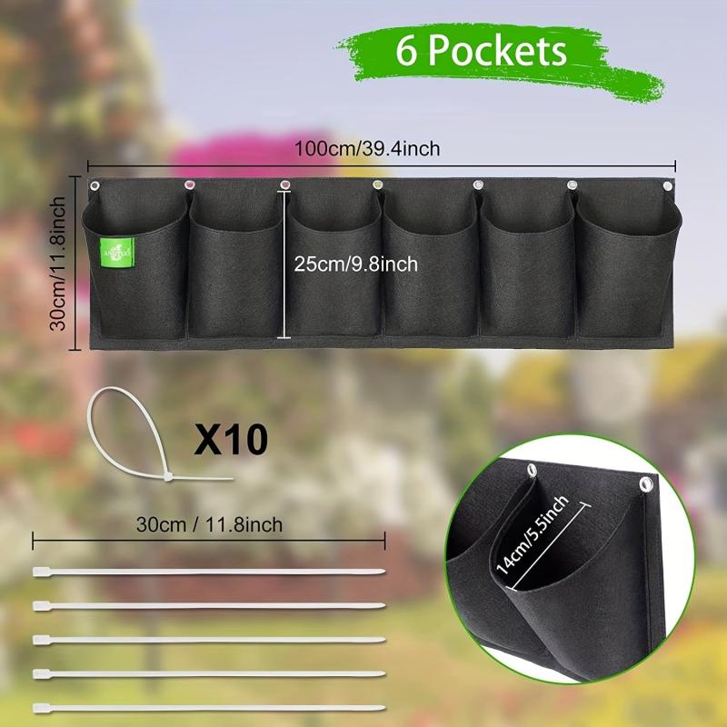 Vertical Planter Hanging Bag 6 Pockets for Garden Home Decoration
