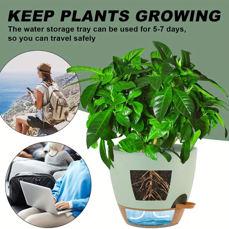 2 Self Watering Pots for Indoor Plants 20-32cm - Modern African Violet Pots