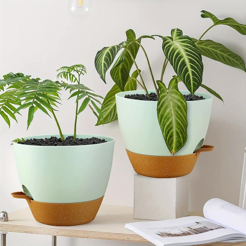 2 Self Watering Pots for Indoor Plants 20-32cm - Modern African Violet Pots