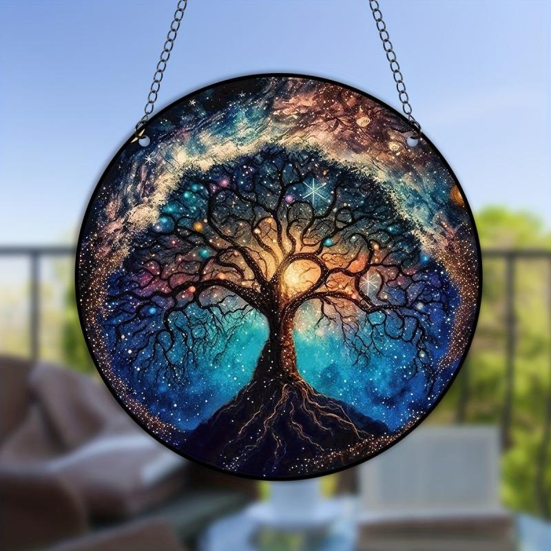 Tree Of Life Suncatcher Stained Plastic Window Hanging Home Decor Garden Decor