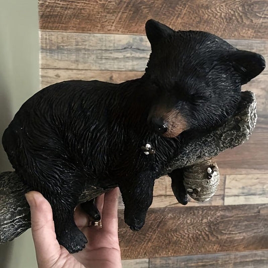 Wall Mounted Bear Cub Figurine Napping In Tree Funny Garden Yard Decoration