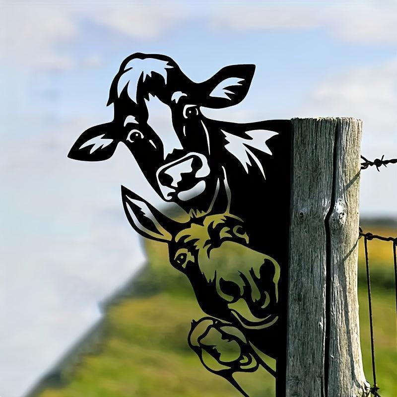 Farm Animals Iron Wall Decor for Outdoor Garden Fence