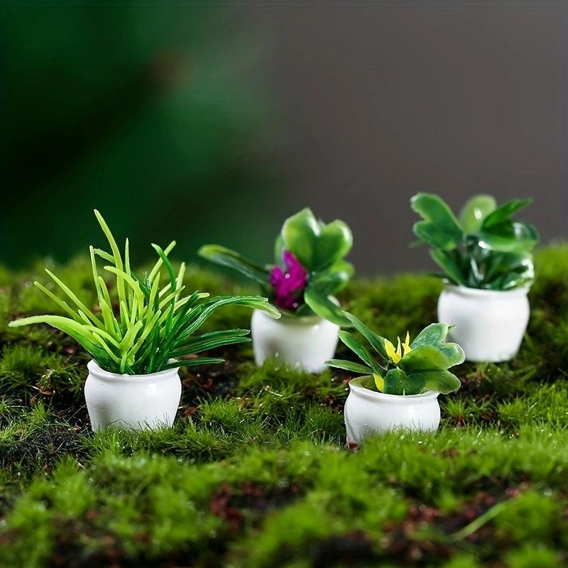 4pcs Dollhouse Plant Models for Patio Lawn & Yard Art Decoration
