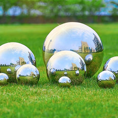 6pcs Stainless Steel Hollow Gazing Ball Silvery Mirror Polished Sphere