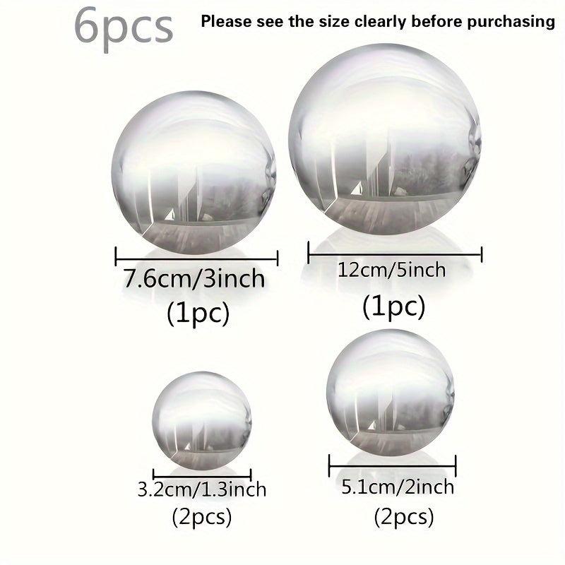 6pcs Stainless Steel Hollow Gazing Ball Silvery Mirror Polished Sphere