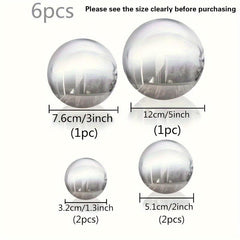 6pcs Stainless Steel Hollow Gazing Ball Silvery Mirror Polished Sphere