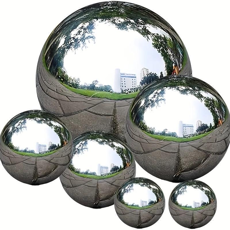 6pcs Stainless Steel Hollow Gazing Ball Silvery Mirror Polished Sphere