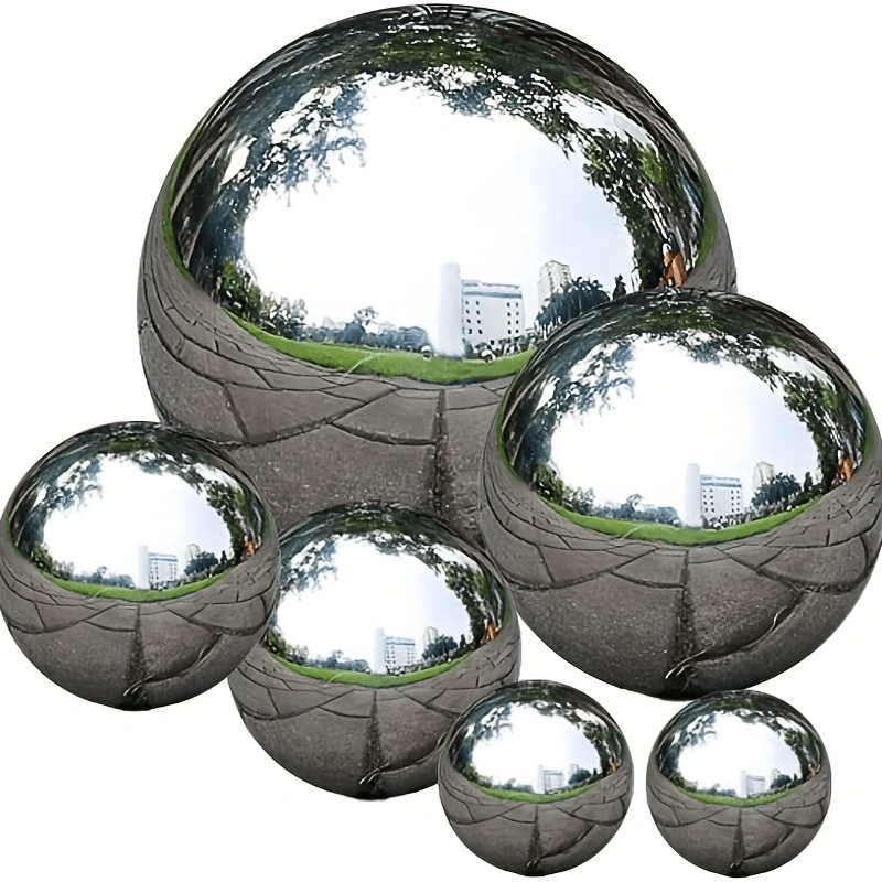 6pcs Stainless Steel Hollow Gazing Ball Silvery Mirror Polished Sphere