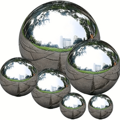 6pcs Stainless Steel Hollow Gazing Ball Silvery Mirror Polished Sphere