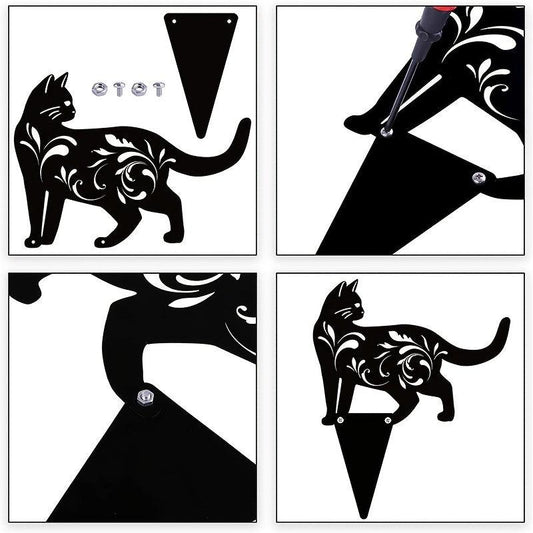 3pcs Metal Cat Garden Statues Cat Silhouette Cat Decorative Garden Stakes