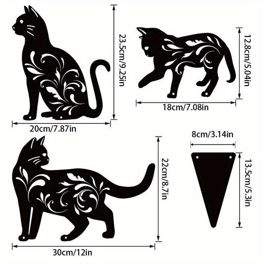 3pcs Metal Cat Garden Statues Cat Silhouette Cat Decorative Garden Stakes