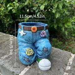 Jeans Pants Flower Pot Succulent Planter Indoor Outdoor Decor