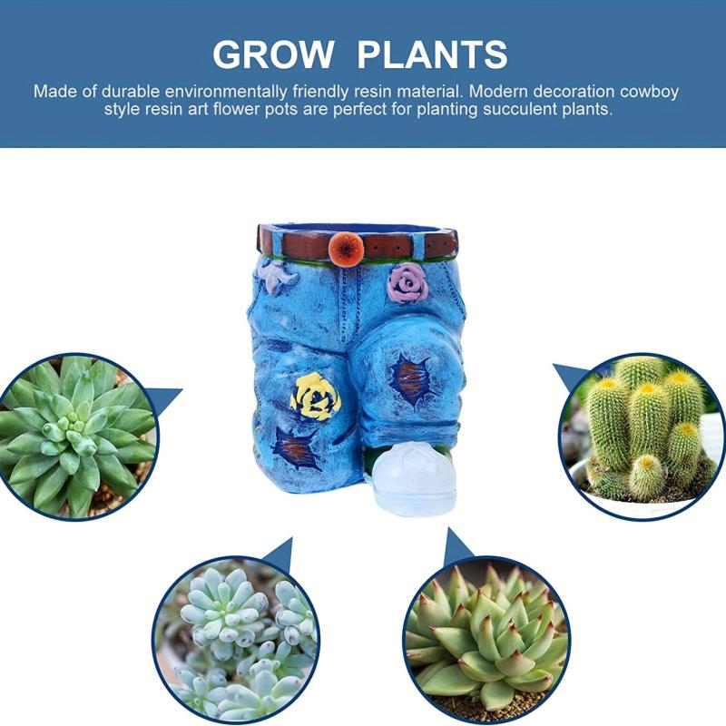Jeans Pants Flower Pot Succulent Planter Indoor Outdoor Decor