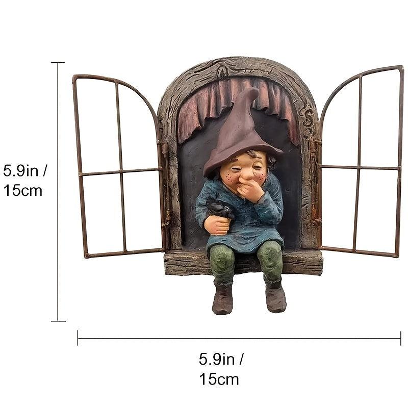 Garden Gnome Statue Tree Hugging Elf Ornaments for Christmas Decoration