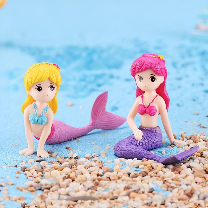 2pcs Mermaid Small Ornaments for DIY Micro Landscape
