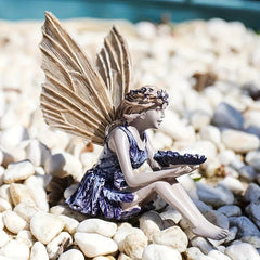 Seated Fairy Statue Garden Resin Ornament Bird Feeder Decoration