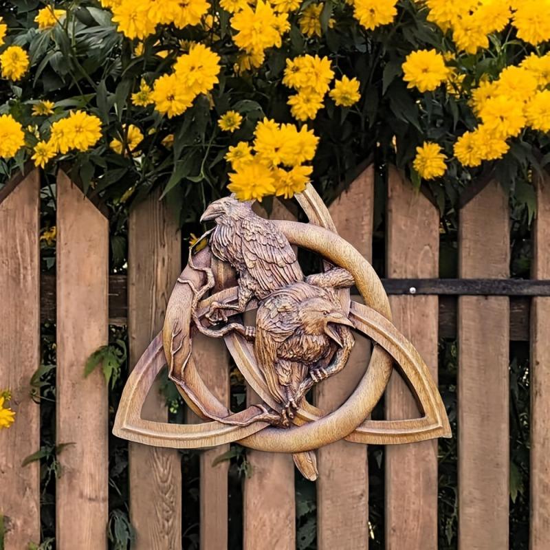 Pagan Gods Carving Rune Resin Wall Hanging Decor Garden Yard Decoration Statues