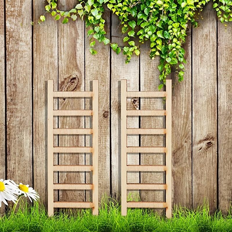 10pcs Mini Wooden Step Ladder for Crafts & Garden Decor