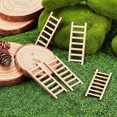 10pcs Mini Wooden Step Ladder for Crafts & Garden Decor