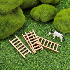 10pcs Mini Wooden Step Ladder for Crafts & Garden Decor