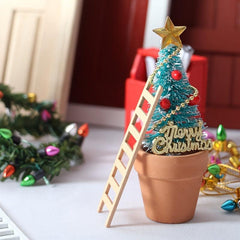 10pcs Mini Wooden Step Ladder for Crafts & Garden Decor