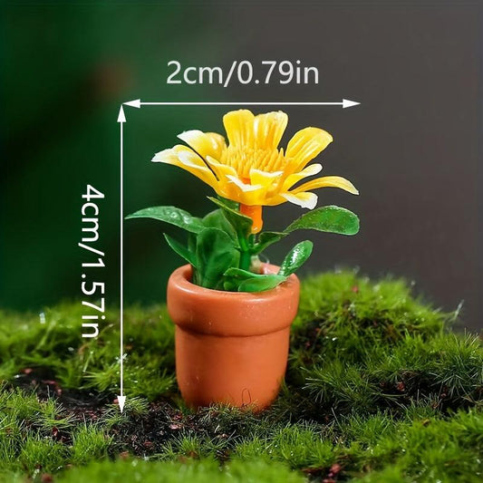 5pcs Artificial Flowers for Doll Houses Fairy Gardens