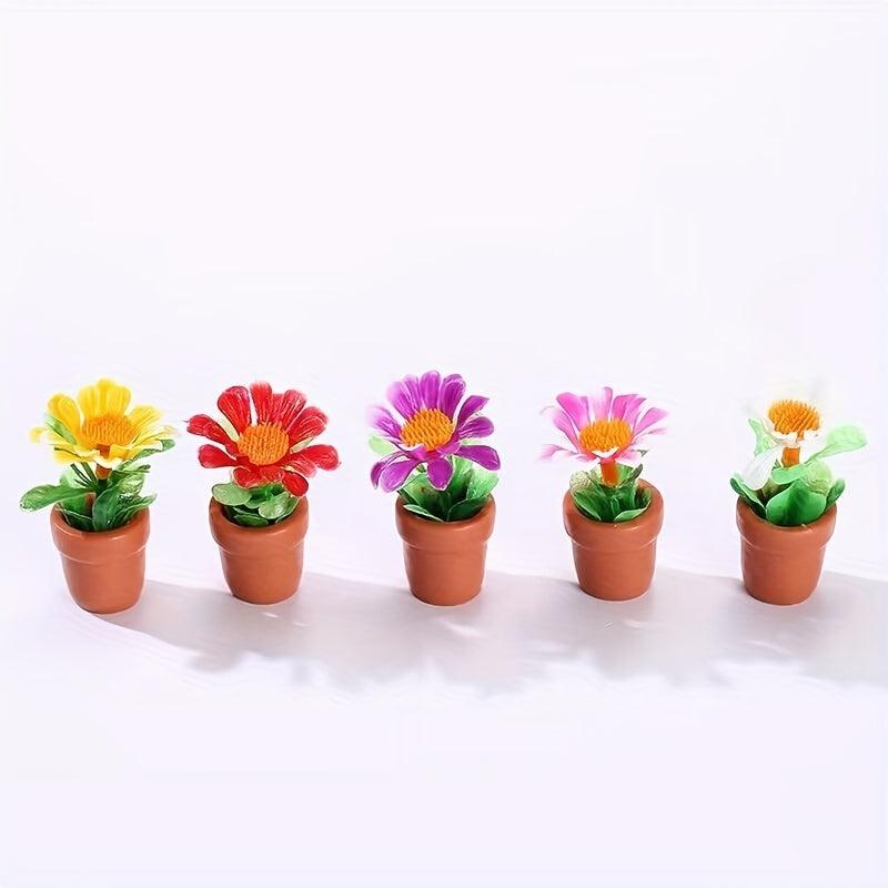 5pcs Artificial Flowers for Doll Houses Fairy Gardens