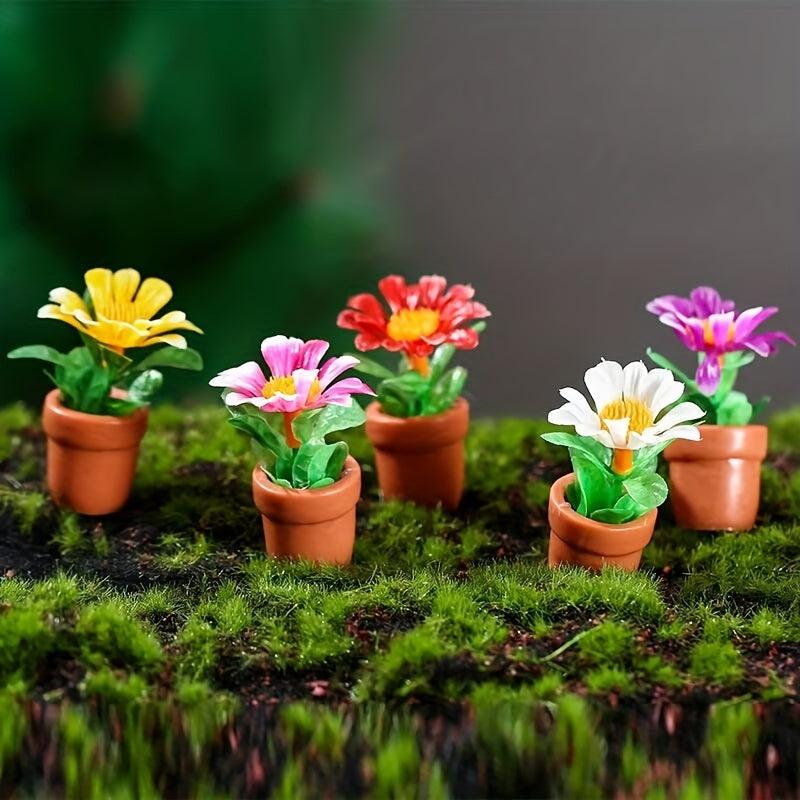 5pcs Artificial Flowers for Doll Houses Fairy Gardens