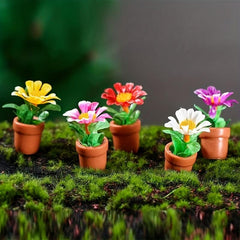 5pcs Artificial Flowers for Doll Houses Fairy Gardens