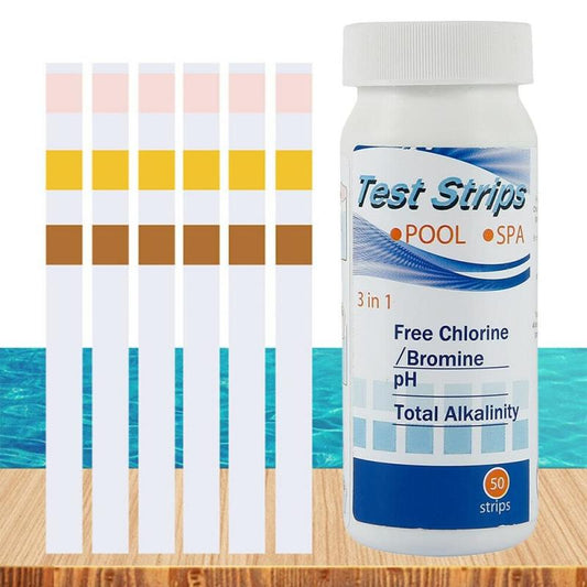 50 Packs 3 In 1 Pool Test Strips - PH Chlorine Bromine Alkaline Water Test Paper