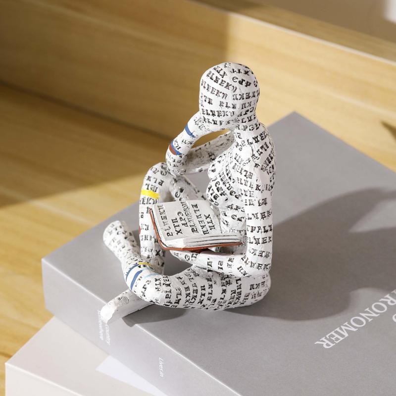 Woman Reading Pulp Mold Resin Furnishing Articles