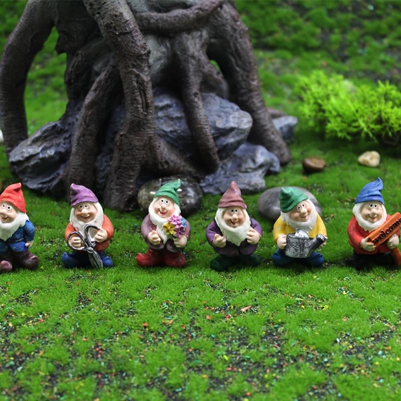 7pcs Gnome Garden Figurines for Bonsai Craft Decor