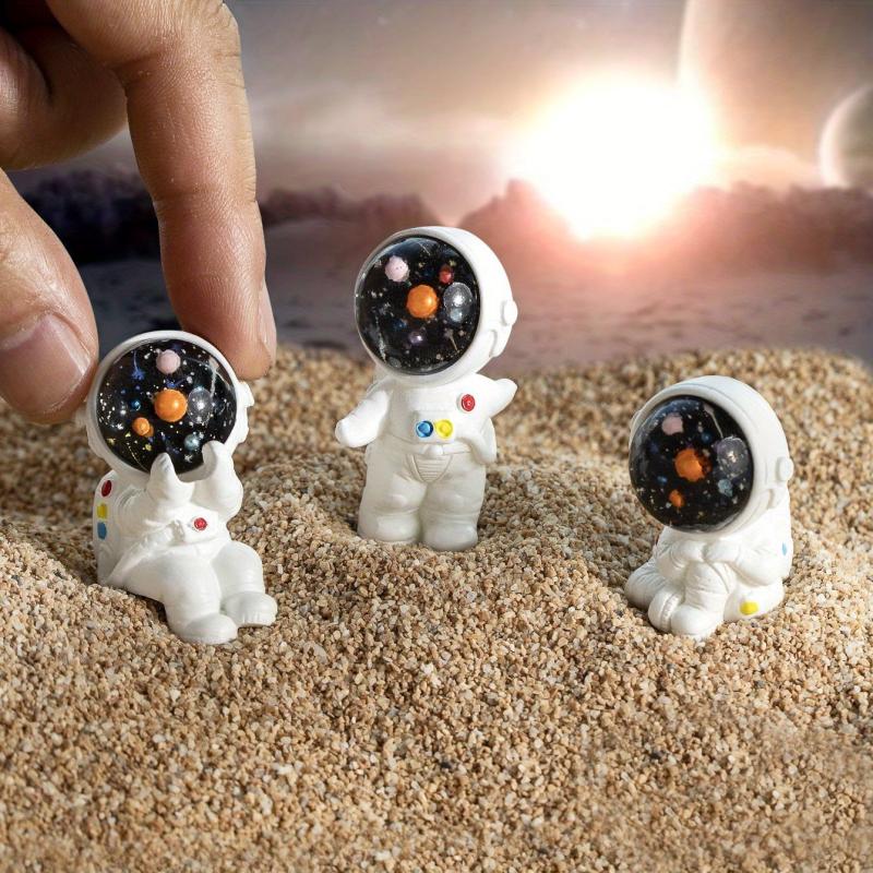 3pcs Garden Resin Astronaut Figurines Set DIY Micro Landscape Crafts Ornaments
