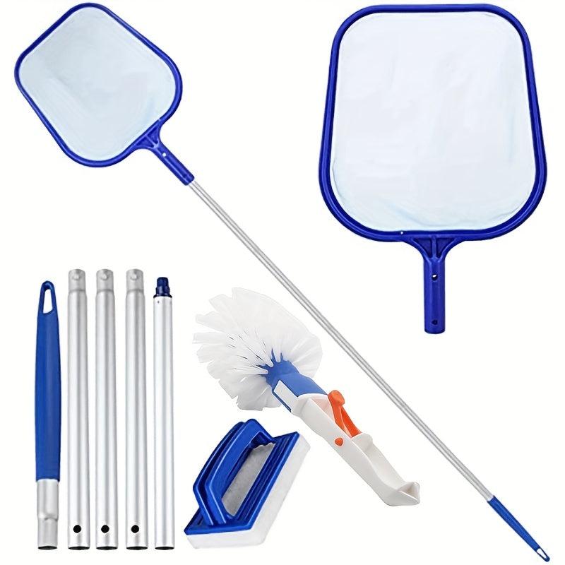 5 Section Aluminum Pool Cleaning Kit Skimmer & Brush for Hot Tubs Ponds Spas