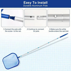 5 Section Aluminum Pool Cleaning Kit Skimmer & Brush for Hot Tubs Ponds Spas