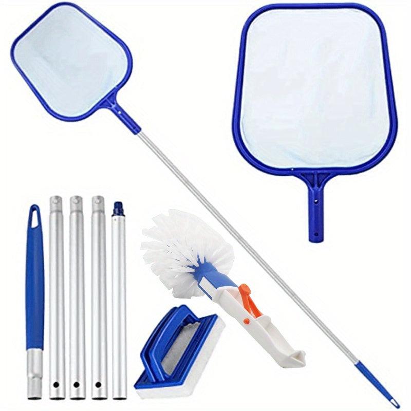 5 Section Aluminum Pool Cleaning Kit Skimmer & Brush for Hot Tubs Ponds Spas