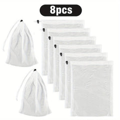 8pcs Pool Vacuum Filter Bags Fine Mesh Bags Reusable Fine Sewn Mesh Filter Bags