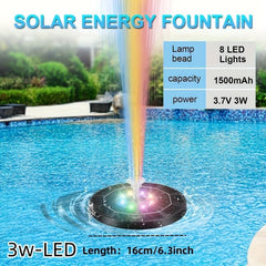 Solar Fountain Pump With 6 Nozzles - For Bird Bath Ponds Garden