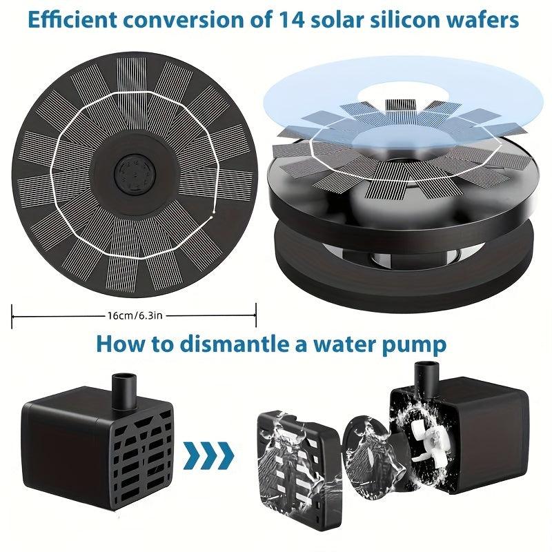 Solar Fountain Pump With 6 Nozzles - For Bird Bath Ponds Garden