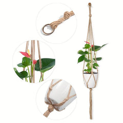 5-10pcs Brown Macrame Plant Hanger 35.4in Modern Tassel Detail Indoor Holder