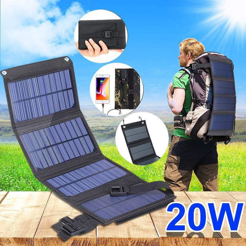 Foldable Solar Panel 5V 20W USB Charge Outdoor Waterproof Camping