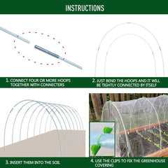25pcs Greenhouse Hoops Rust Fiberglass Support Frame For Plant Grow Tunnel