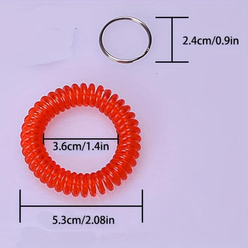 7pcs Wrist Keychain Wristlet Coil Key Chain Spiral Key Ring Bracelet