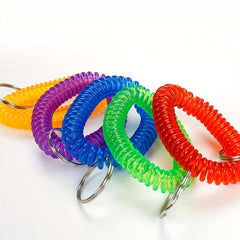 7pcs Wrist Keychain Wristlet Coil Key Chain Spiral Key Ring Bracelet