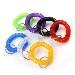 7pcs Wrist Keychain Wristlet Coil Key Chain Spiral Key Ring Bracelet