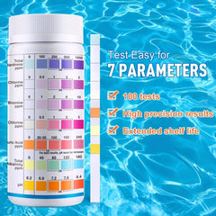 100pcs Pool & Spa Test Strips 7 Way Test Kit Accurate Hot Tub Test Strips