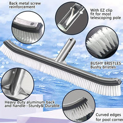 1pc Pool Wall & Tile Brush Aluminum Back Cleaning Brush Head Nylon Bristles