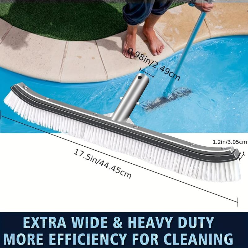 1pc Pool Wall & Tile Brush Aluminum Back Cleaning Brush Head Nylon Bristles